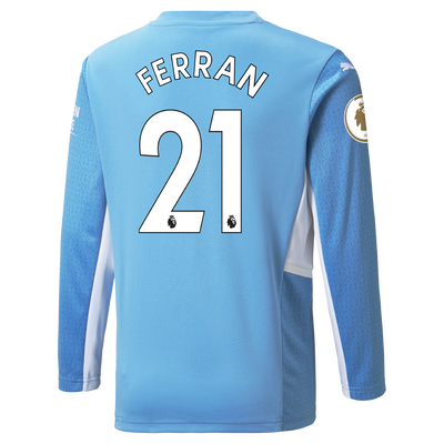 Manchester City Home Longsleeve Shirt 21/22 with Ferran Torres printing