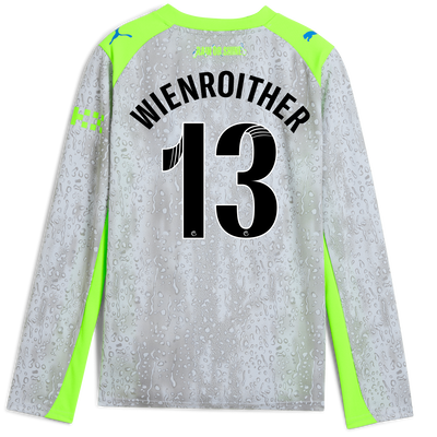Camiseta Manchester City Tercera para niños 2025/26 de manga larga con estampado de WIENROITHER 13 Printing