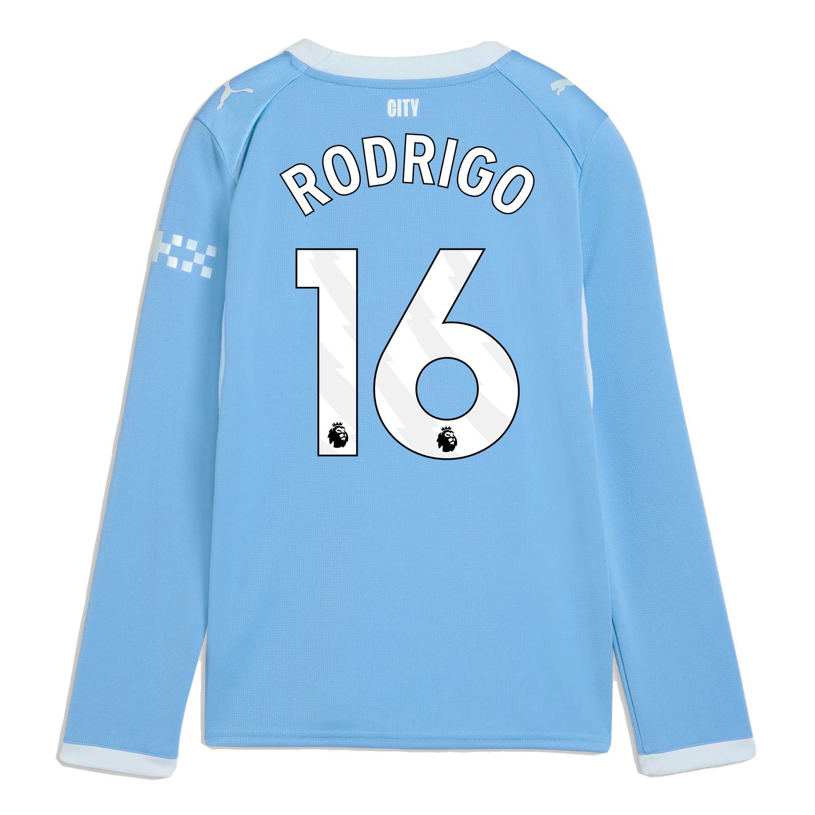 Kids' Manchester City Home Jersey 2026/27 Long Sleeve With RODRIGO