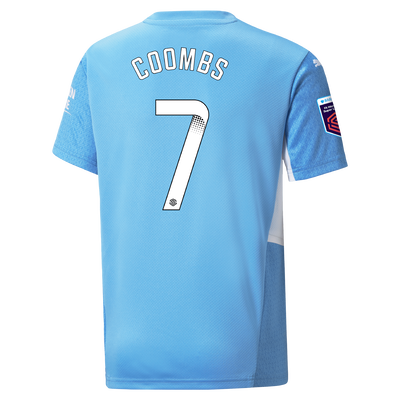 Kids Manchester City Home Shirt 21/22 with Laura Coombs printing