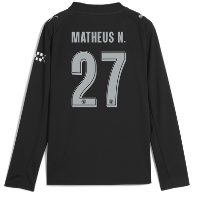 Maillot Extérieur manches longues Manchester City pour enfants 2025/26  Avec Impression MATHEUS N. 27