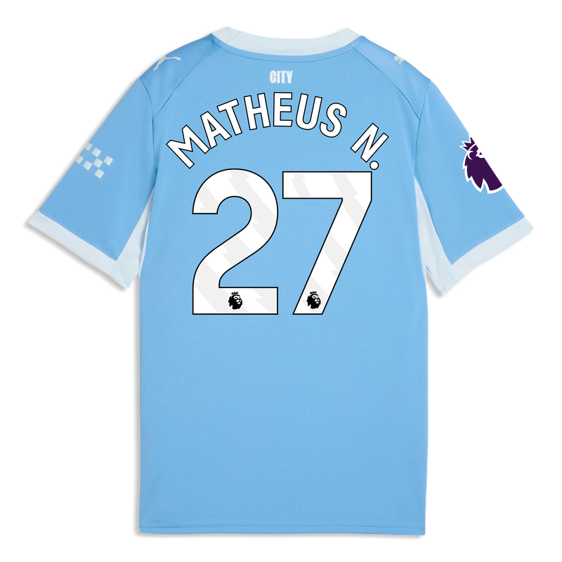 Kids' Man City Home Jersey 2026/27 With MATHEUS N. 27 Printing  blue-icy blue - Check out all Manchester City t-shirts online