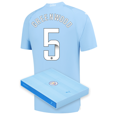 Manchester City Authentic Heimtrikot 2023/24 mit GREENWOOD 5 Aufdruck in Geschenkbox