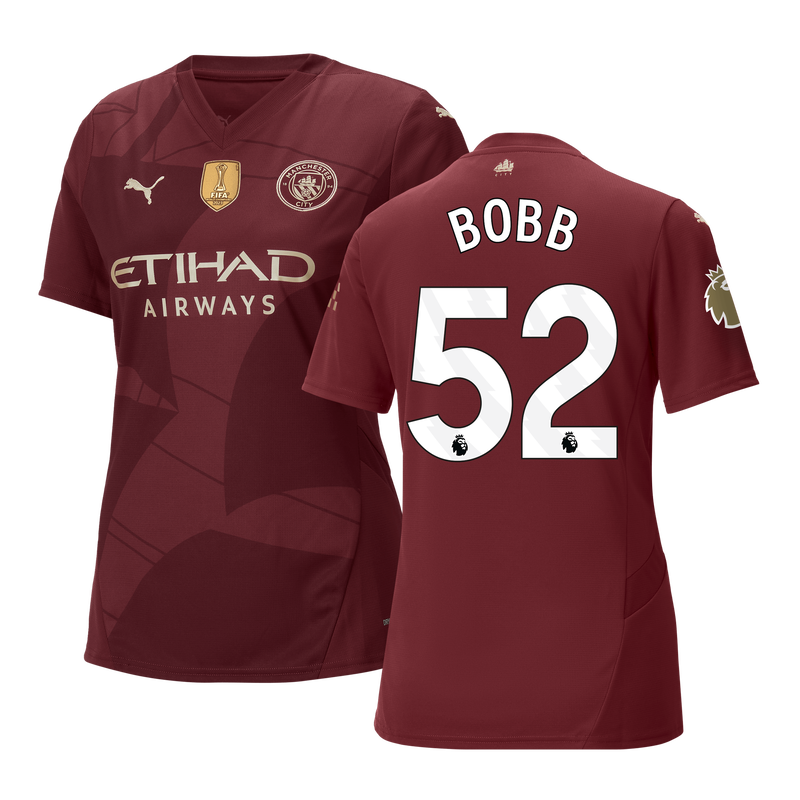 Women's Man City 3rd Jersey 24/25 With BOBB 52 Printing burgundy - Size L from polyester for females  - Official Manchester City FC store