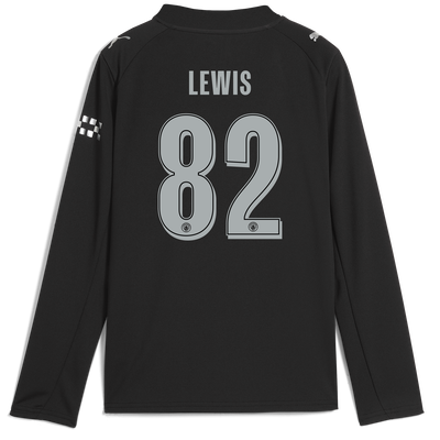 Kids' Manchester City Away Jersey 2025/26 Long Sleeve With LEWIS 82 Printing