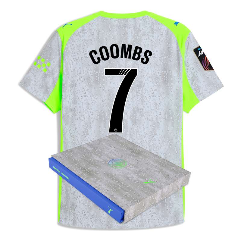 Man City 3rd Authentic Jersey 2025/26 With COOMBS 7 Printing in Gift Box blue - Check out all Manchester City t-shirts online