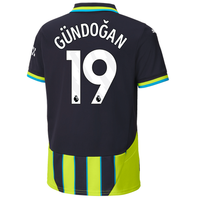 Kids' Manchester City Away Jersey 2024/25 With GÜNDOĞAN 19 Printing