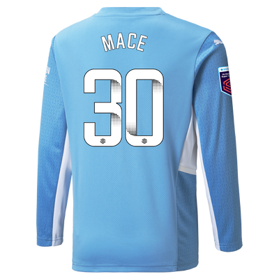 Kids Manchester City Home Longsleeve Shirt 21/22 with Nathan Aké printing