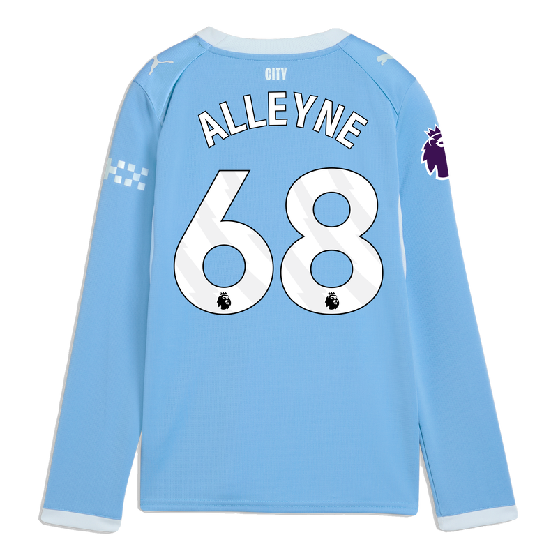 Kids' Man City Home Jersey 2026/27 Long Sleeve With ALLEYNE 68 Printing  blue-icy blue - Check out all Manchester City t-shirts online