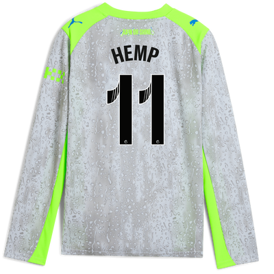 Kids' Manchester City Third Jersey 2025/26 Long Sleeve With HEMP 11 Printing