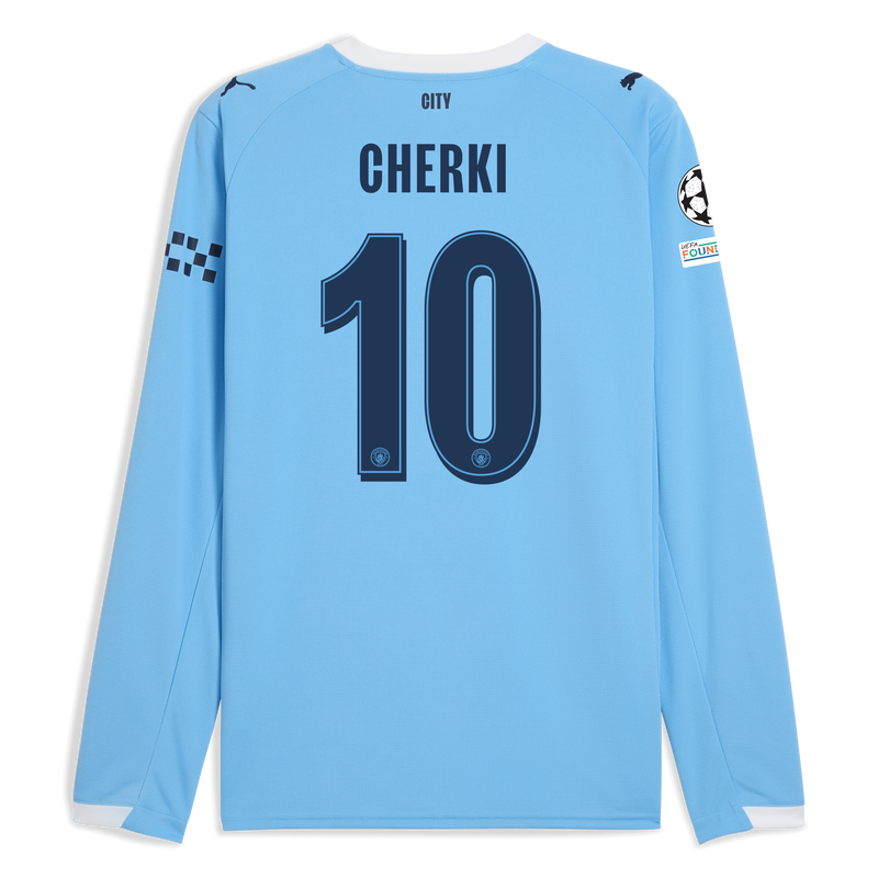 Man City Home Jersey 2025/26 Long Sleeve With CHERKI 10 Printing  blue - Check out all Manchester City t-shirts online - Official Manchester City FC store