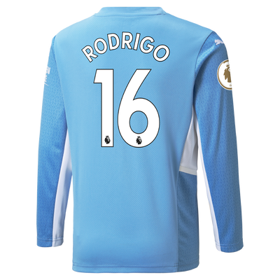Manchester City Home Longsleeve Shirt 21/22 with Rodrigo printing