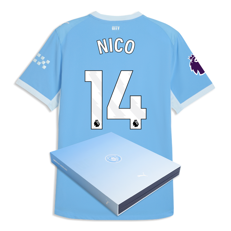 Man City Home Authentic Jersey 2026/27 With NICO 14 Printing in Gift Box  blue-icy blue - Size XXL from polyester for males