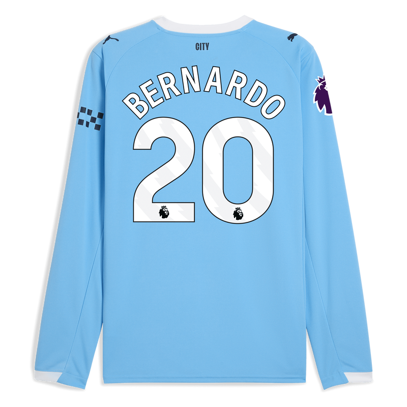 Man City Home Jersey 2025/26 Long Sleeve With BERNARDO 20 Printing  blue - Check out all Manchester City t-shirts online - Official Manchester City FC store