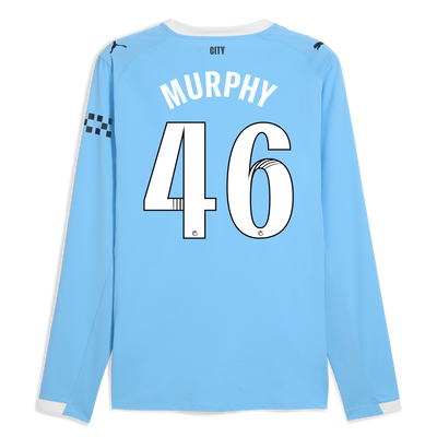 Manchester City Home Authentic Jersey 2025/26 Long Sleeve With MURPHY 46 Printing