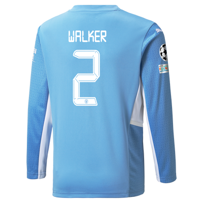 Kids Manchester City Home Longsleeve Shirt 21/22 with Kyle Walker printing