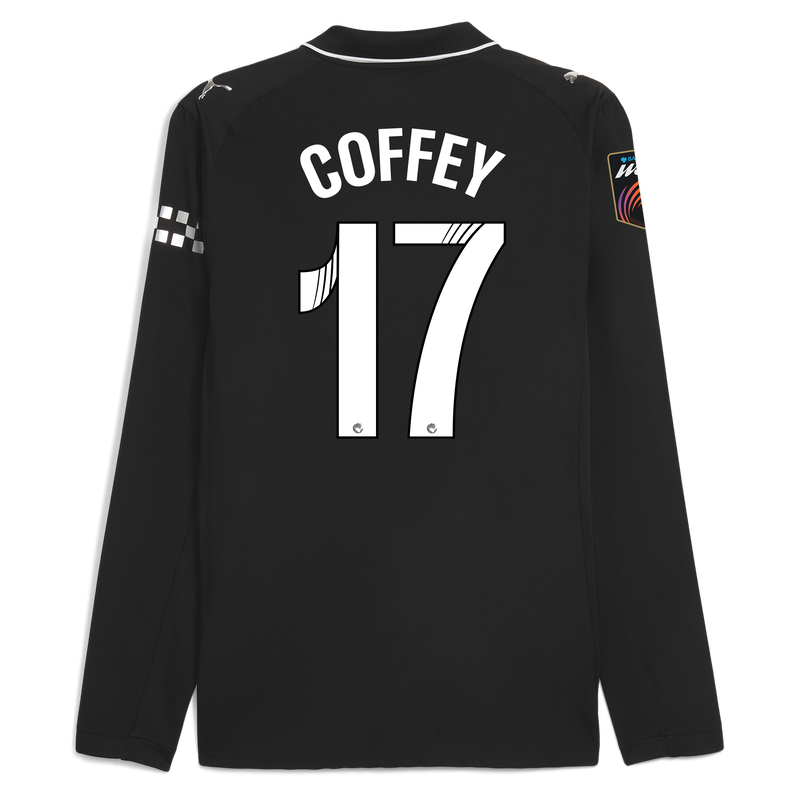 Manchester City Authentiek Uitshirt 2025/26 Lange Mouw Met COFFEY 00 Bedrukking zwart - Maat M van polyester voor heren  - Officiële Manchester City FC shop