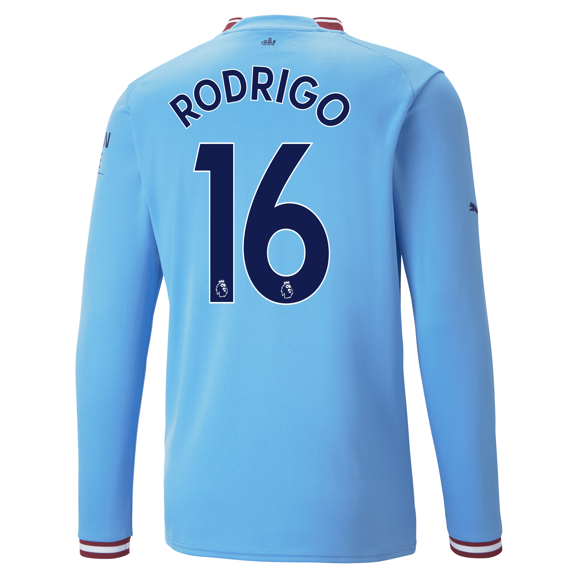 Manchester City Maglia Gara Home manica lunga 2022/23 con stampa RODRIGO 16  | Official Man City Store