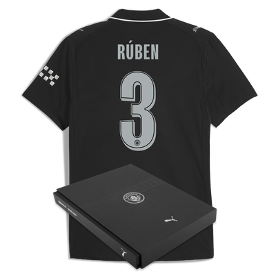 Maglia Ufficiale Away Manchester City 2025/26 con Stampa RÚBEN 3 in Confezione Regalo