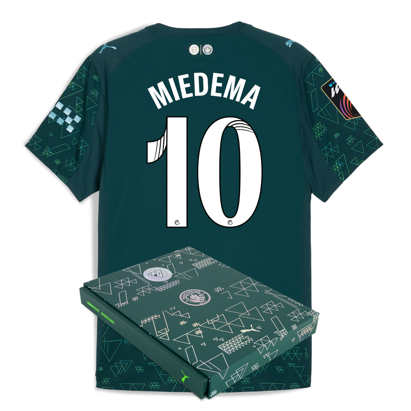 Man City EA SPORTS FC Authentic Jersey 2025/26 With MIEDEMA 10  Printing in Gift Box green - Check out all Manchester City t-shirts online