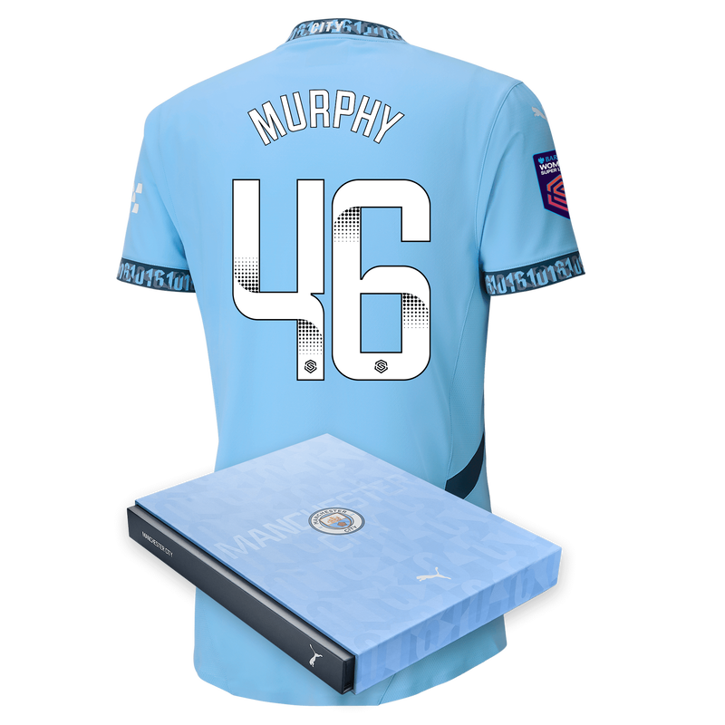 Man City Authentic Home Jersey 24/25 With MURPHY 46 printing in Gift Box  blue - Check out all Manchester City t-shirts online