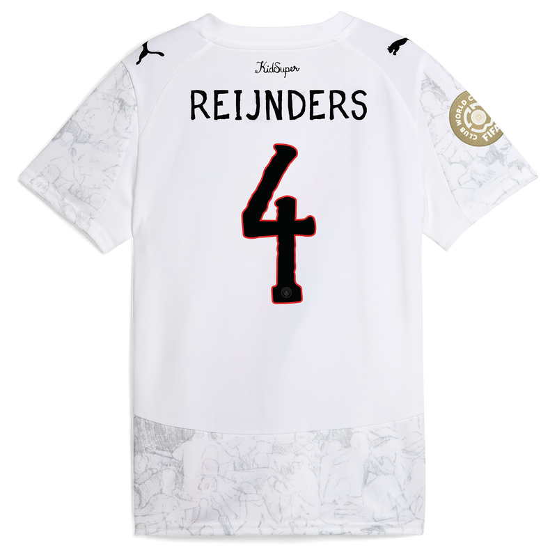 Kids' Man City KidSuper Jersey 2025/26 With REIJNDERS 4 printing white unisex - Size 5/6 from polyester  - Official Manchester City FC store