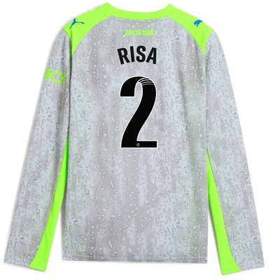 Kids' Manchester City Third Jersey 2025/26 Long Sleeve With RISA 2 Printing