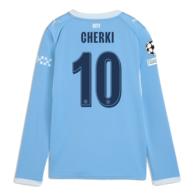 Kids' Man City Home Jersey 2026/27 Long Sleeve With CHERKI 10 Printing  blue-icy blue - Check out all Manchester City t-shirts online