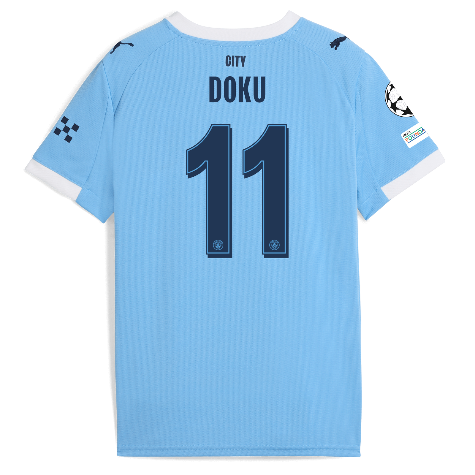 Kids' Manchester City Home Jersey 2025/26 With DOKU 11
