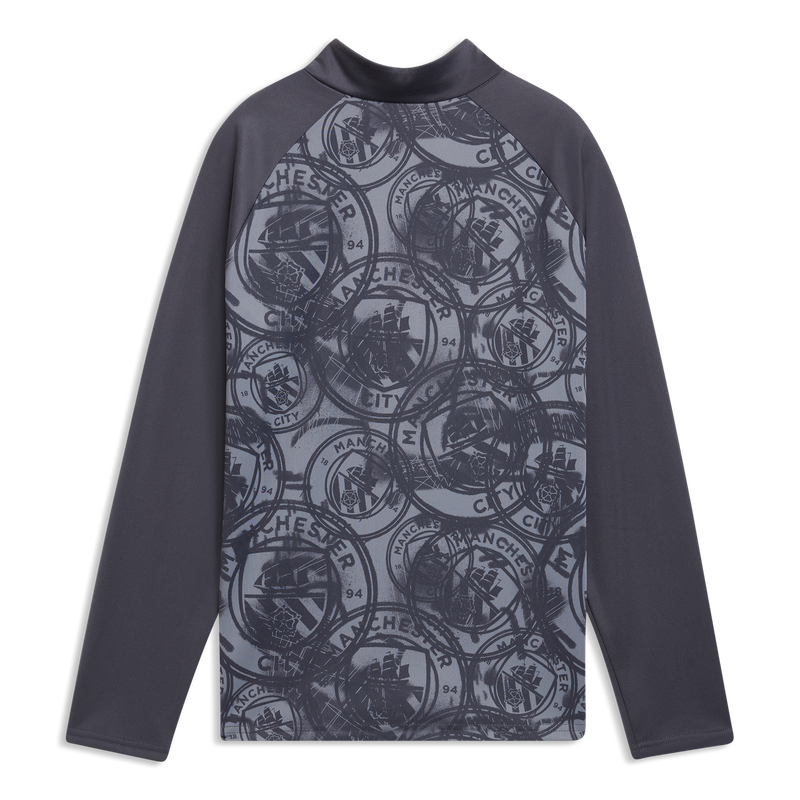 MCFC MW KIDS PREMATCH 1/4 ZIP TOP - Galactic Gray-Pro Green
