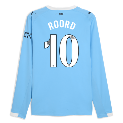 Camiseta local auténtica de manga larga del Manchester City 2025/26 con estampado ROORD 10