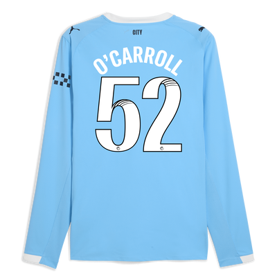 Manchester City Home Authentic Jersey 2025/26 Long Sleeve With O'CARROLL 52 Printing
