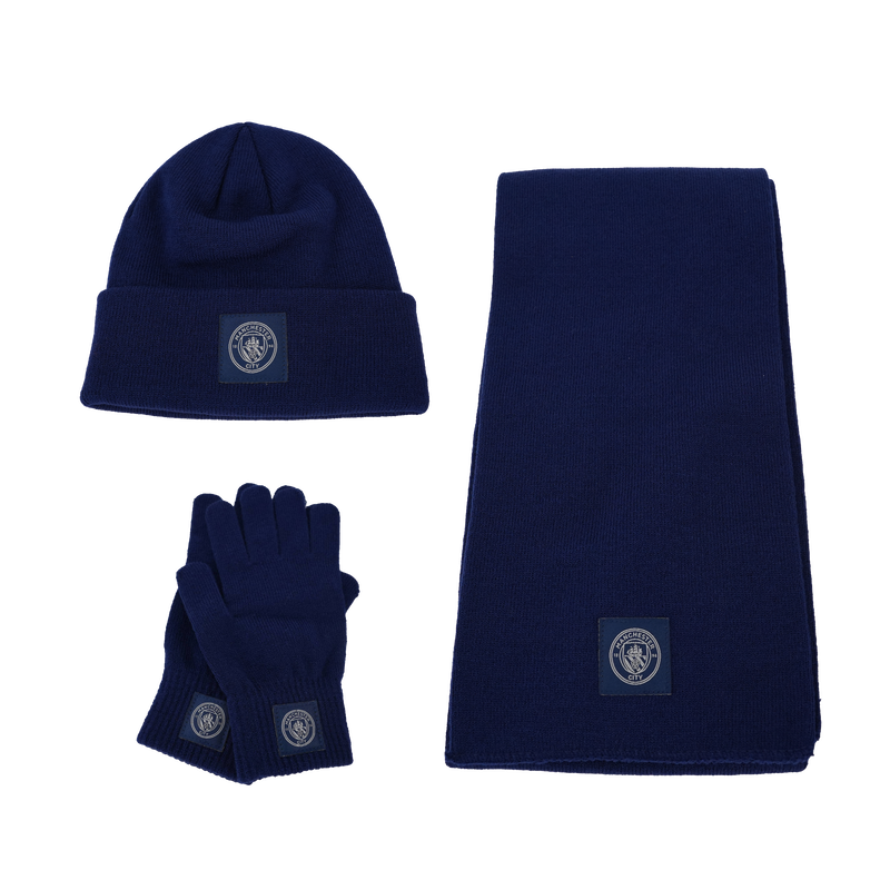 MCFC FW 3PK HAT, GLOVE AND SCARF SET - navy