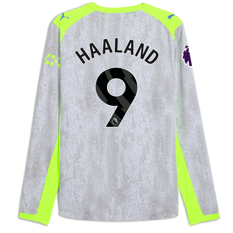 Man City 3rd Authentic Jersey 2025/26 Long Sleeve With HAALAND 9 Printing blue - Check out all Manchester City t-shirts online
