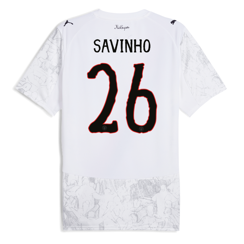 Man City KidSuper Jersey 2025/26 With SAVINHO 26 printing white - Size 3XL from polyester for males  - Official Manchester City FC store