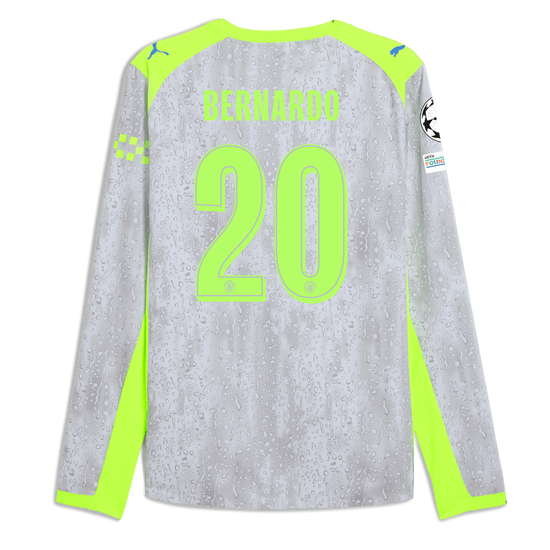 Man City 3rd Authentic Jersey 2025/26 Long Sleeve With BERNARDO 20 Printing blue - Check out all Manchester City t-shirts online