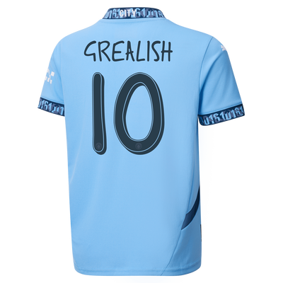 Kids' Manchester City Home Jersey 2024/25 With GREALISH 10 Printing
