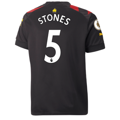 Kids' Manchester City Away Jersey 2022/23 with STONES 5 printing