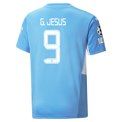 Kids Manchester City Home Shirt 21/22 with Gabriel Jesus printing