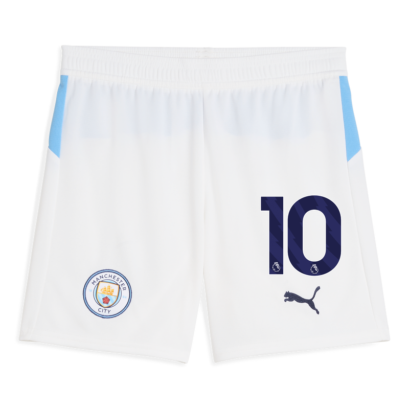 Kids' Man City Football Shorts 2025/26 with #10 white - Check out all Manchester City shorts online - Official Manchester City FC store