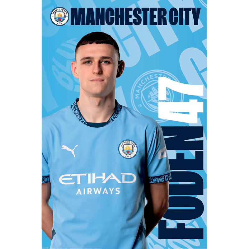 Man City Foden 24/24 Poster blue   - Official Manchester City FC store