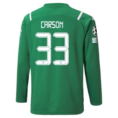 Kids Manchester City Goalkeeper Shirt 21/22 with Scott Carson printing