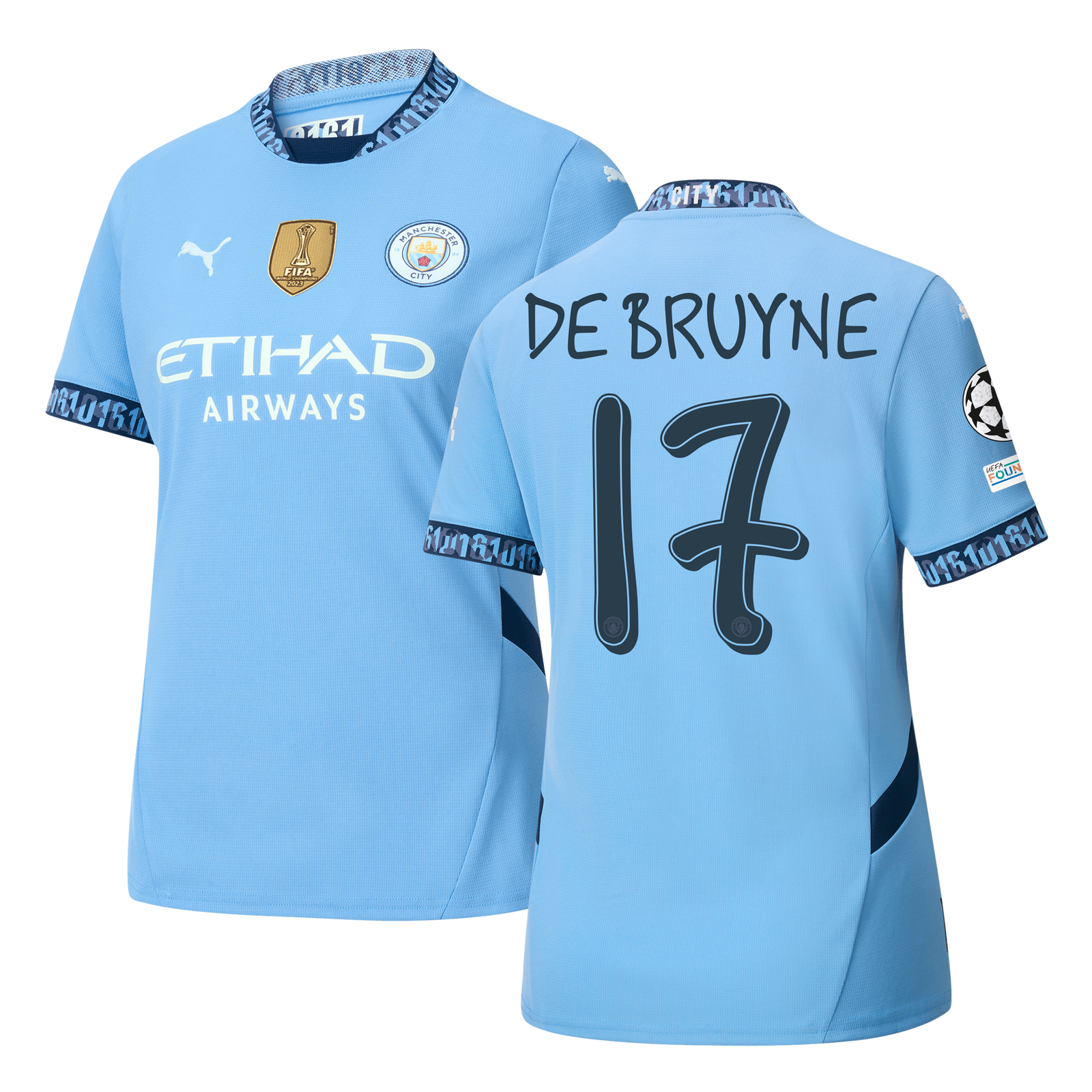 Women s Manchester City Home Jersey 2024 25 With DE BRUYNE 17 Printing Official Man City Store