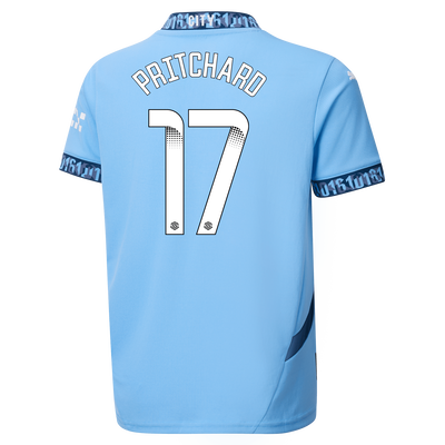 Kids' Manchester City Home Jersey 2024/25 With PRITCHARD 17 Printing