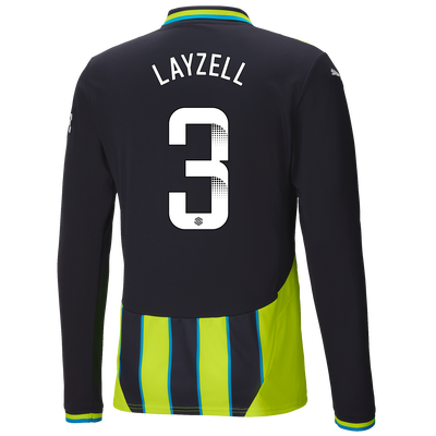 Manchester City Authentic Away Jersey 2024/25 Long Sleeve With LAYZELL 3 Printing In Gift Box