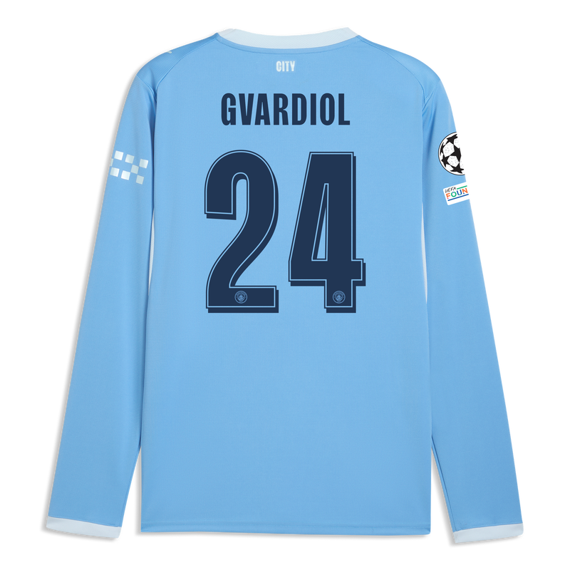 Man City Home Jersey 2026/27 Long Sleeve With GVARDIOL 24 Printing  blue-icy blue - Check out all Manchester City t-shirts online