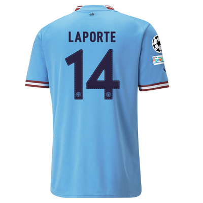 Manchester City Home Jersey 22/23 with LAPORTE 14 printing