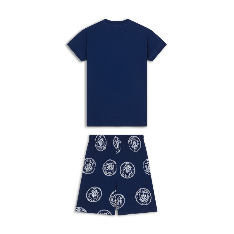 MCFC KIDS AOP CREST SS SHORT PJ - navy