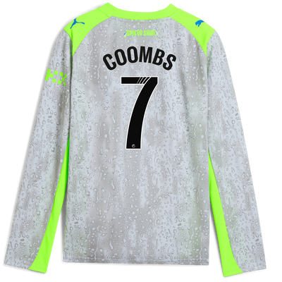 Kids' Manchester City Third Jersey 2025/26 Long Sleeve With COOMBS 7 Printing