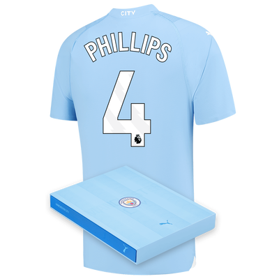 Maillot Authentique Manchester City Domicile 2023/24 avec flocage PHILLIPS 4 dans une boîte cadeau